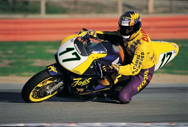 35 years of honda cbr600s a love story, M Duhamel wins his second 600 title on the new F3 in 1995 all 11 races in fact without even coming close to dragging his elbows photo courtesy of Honda