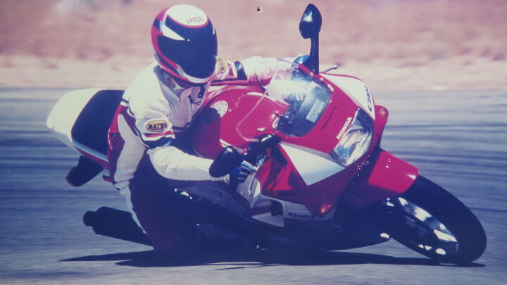 35 years of honda cbr600s a love story, Pretty sure it was during the course of that test that the F2 encouraged me to drag knee for the first time ever pretty sure I rode that F2 to Willow Springs and back too Note perfect form and 30 year old thumbtack hole in vintage snapshot
