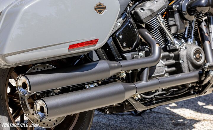 2022 harley davidson low rider st review, Harley is so good at getting the details right that it s surprising to see the mufflers ugly bits under the black heat shield