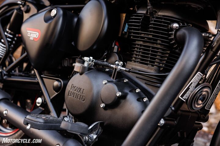 2022 royal enfield classic 350 review first ride, The oversized accessory footpegs shown above made the already low shift lever much more difficult to get to Being that they aren t that much larger than the stock pegs I can t see any benefit in swapping to these