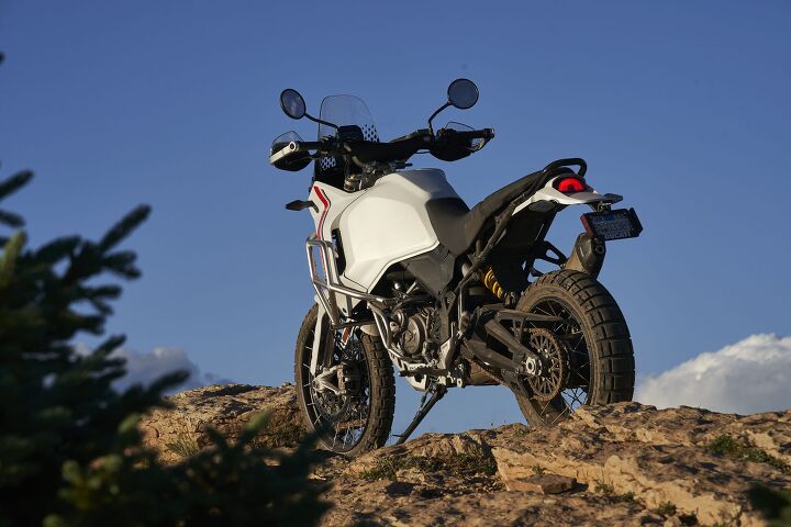 2023 ducati desertx review first ride, The DesertX uses tubeless cross spoked 21 18 inch wheels
