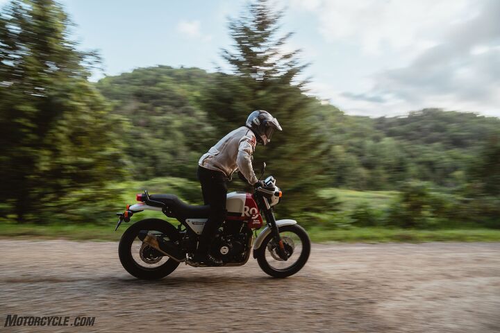 2023 royal enfield scram 411 review first ride, The Scram 411 I was riding was outfitted with some protective bits including handguards a skid plate and an oil cooler guard in addition to a blingy lil oil fill cap