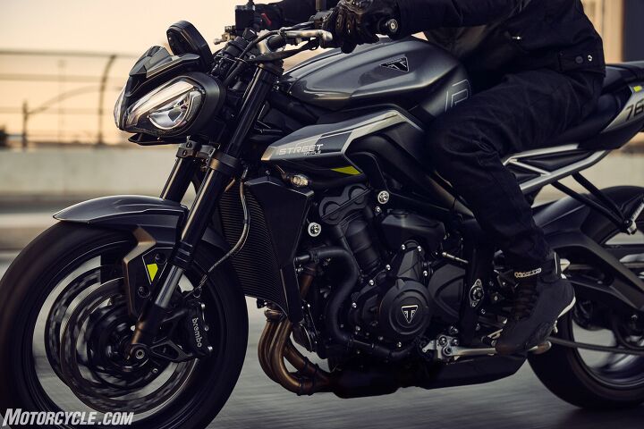 triumph announce new street triple lineup for 2023, The easiest way to spot the R model is to look for the Brembo M4 32 calipers The RS and Moto2 wear Stylemas
