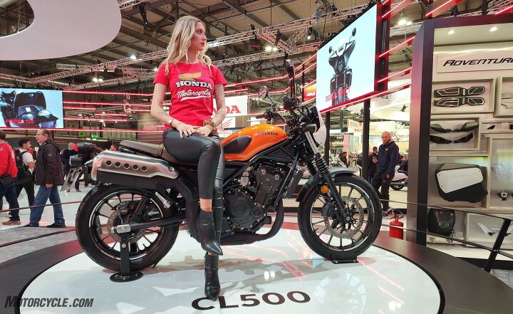 2023 honda cl500 first look, From one of Honda s many booths at EICMA 2022 Photo by Ryan Adams