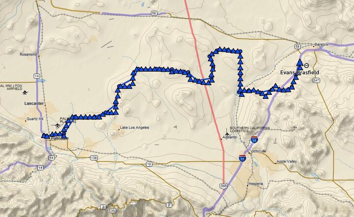 old dog new tricks tackling the la barstow to vegas dual sport ride, Map courtesy Garmin