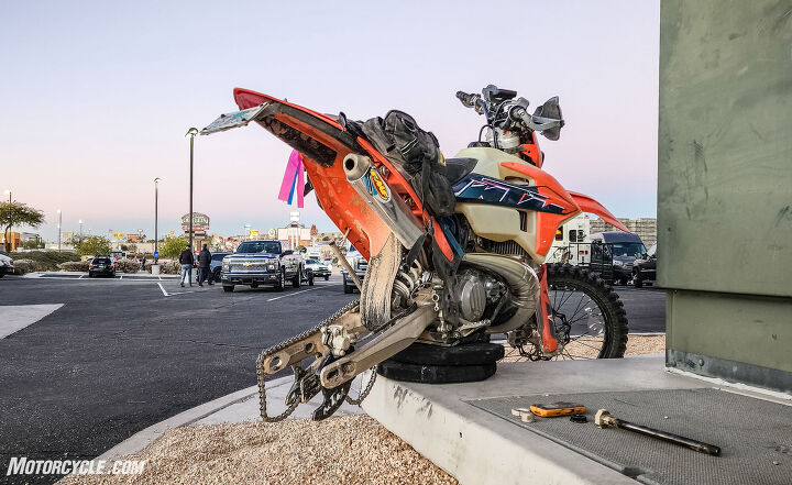 old dog new tricks tackling the la barstow to vegas dual sport ride, At the end of Day 1 a tire vendor was on hand to help out riders in need