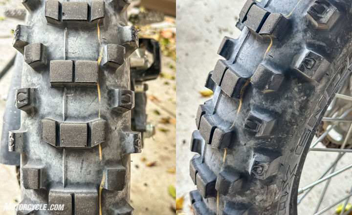 old dog new tricks tackling the la barstow to vegas dual sport ride, The Dunlop GEOMAX EN91 enduro tires were a huge improvement and they look really good here after 560 mi which included 250 ish of highways