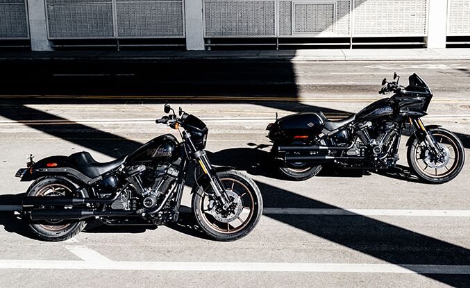 For reference, here’s the Harley-Davidson Low Rider S (left) and ST. Pull the tank badges off and it’d be hard to tell the difference between them.