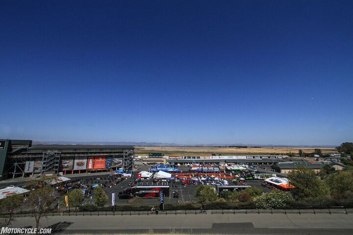 2021 international motorcycle show at sonoma raceway, Sonoma Raceway s pit area had plenty of room for a reduced scale show Photo by Alan Lapp