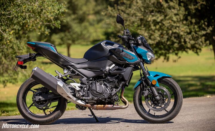 2021 lightweight naked bike shootout smackdown comparo review, As for the seat it does slope tall guys into the tank but that s an easy thing to fix probably as simple as tacking on Kawi s factory accessory Extended Reach seat which raises the seat one inch for 199