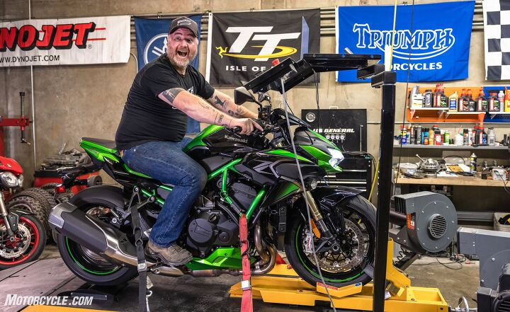 battle royale 7 way heavyweight naked bike shootout street, Our pal dyno operator MotoAmerica Twins Cup team owner and all around good guy Jamin Mathis He really enjoyed putting the Kawasaki on the dyno