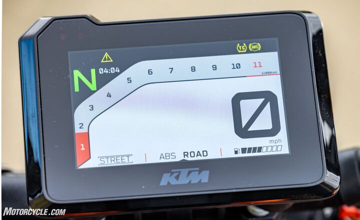 battle royale 7 way heavyweight naked bike shootout street, KTM has come a long way in its electronics package