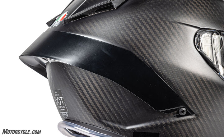 motorcycle com mega helmet shootout, The rear spoiler shape was designed especially for high speed stability Like the chin vents you ll also see the metal scoops above the exhaust vents