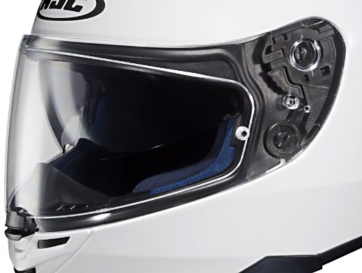 hjc is 17 helmet review, The faceshield seals tightly while shield removal is easy via a small lever below the ratcheting mechanism Note the centrally mounted thumb perch shield lock