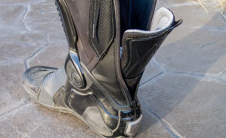 dainese torque rs out air review, Narrow ankled boots are often hard to don but these aren t This rear shin guard doubles as a shoehorn
