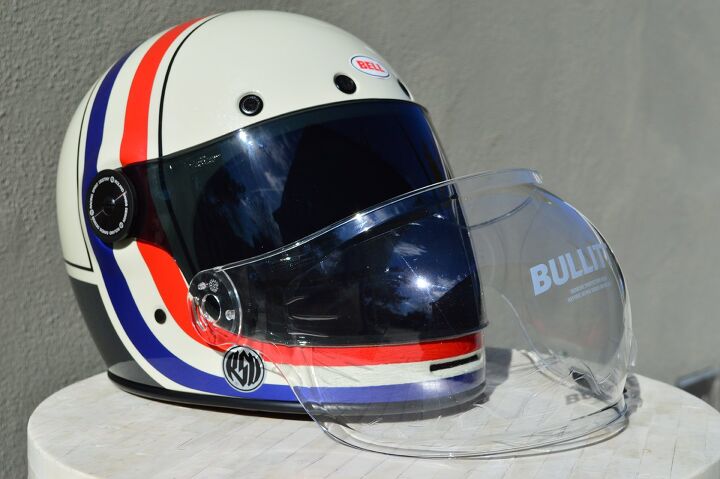 bell bullitt helmet review, Bell outfits the Bullitt with a clear bubble visor as standard equipment Opt for a flat visor like the dark smoke seen on our tester and that ll put you back 39 95