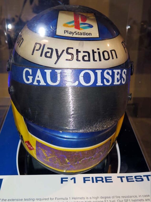not the new schuberth e1 adventure, Is this it No this is one of Schuberth s F1 helmets after being subjected to the old Ricky Bobby open flame test The internal temperature must not exceed a certain number for a certain length of time Schuberth sponsors five F1 drivers