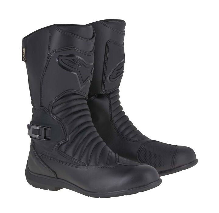 alpinestars 2016 collection preview, The Super Touring Gore Tex boot incorporates an innovative zipperless buckle closure system that provides precise comfortable fitment by tightening the rear of the boot instead of the front The CE certified boot is guaranteed to provide protection from wet weather conditions thanks to its waterproof Gore Tex membrane Sizes 37 48 MSRP 399