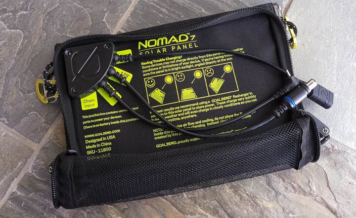 mo tested goal zero venture 30 solar recharging kit, Although the Nomad 7 has several output options the USB cable top will be the one used to charge most devices including the Venture 30