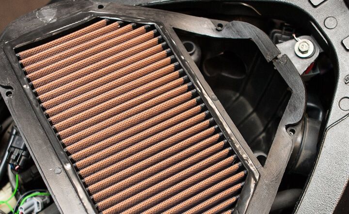 mo tested sprint air filter, You can see the cut in the filter gasket top right The gasket also has a slight upward bend in this section that required a little finagling when installing the airbox lid