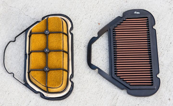mo tested sprint air filter, The disposable OEM filter left and the Sprint filter utilize completely different filtering techniques The pleats in the Sprint filter give it much more surface area to catch debris Although the OEM filter was used it had less than 5 000 miles on it So any influence this has on power output should be minimal