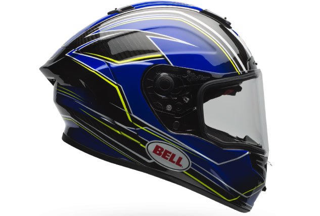 bell helmets shows us race star and pro star lids, Race Stars in cool graphics like this Triton Blue Yellow will run you 749 95 which is no longer outrageous