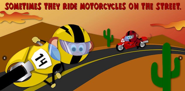 book review the adventures of mimi and moto the motorcycle monkeys, Dad doesn t like this photo He says if he ever catches me riding on the street with my knee down on the wrong side of a yellow line I ll be in big trouble