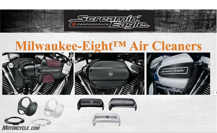 testing harley davidson screamin eagle upgrade kits for milwaukee eight engines, The three Screamin Eagle intake options are L to R Heavy Breather Ventilator and High Flow