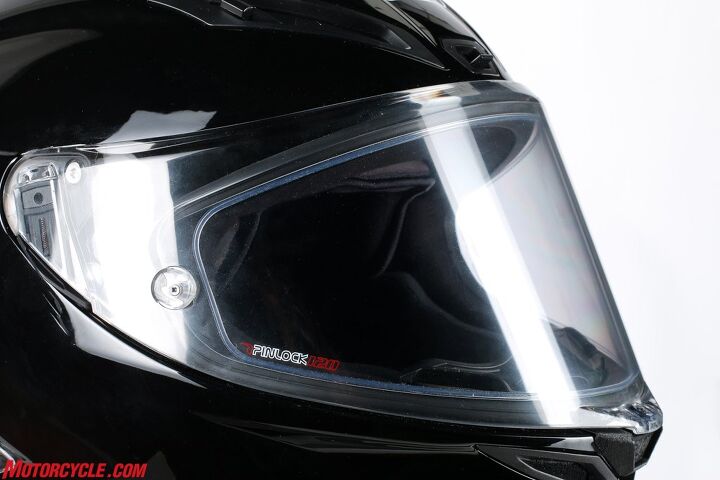agv corsa r helmet first impressions, With the Pinlock 120 insert no longer do you have to worry about the insert partially distorting your field of vision because you re looking at the insert s edge The new insert spans the entire field of view