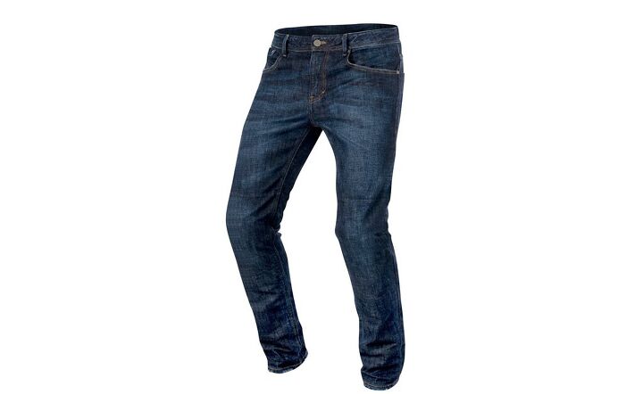 mo tested alpinestars copper denim pants, The pre curved knees make for a comfortable fit on the bike