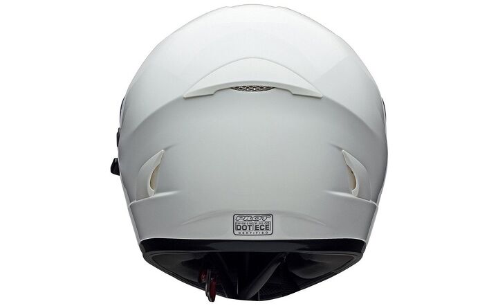 mo tested pilot st 17 helmet review, Rear view shows the three exhaust vents that make up part of the ST 17 s Venturi Intake Exhaust System VIES The system flows sufficient air to help keep the interior cool and dry on warm days