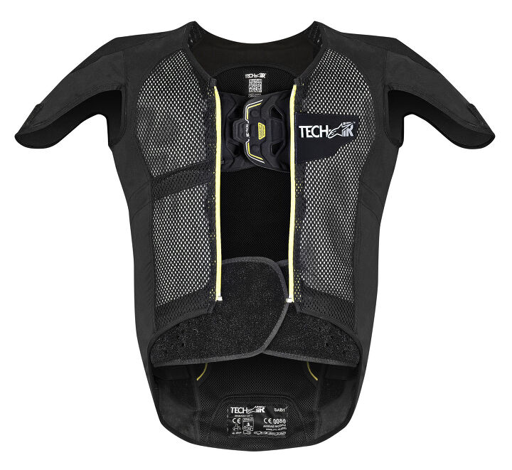 alpinestars 2018 technical motorcycling collection, The Tech Air Race Vest s main construction incorporates Lycra 2D mesh and Cordura The vest also uses color coded zippers for easy attachment to compatible garments