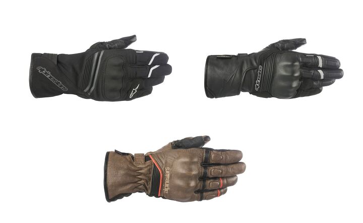 alpinestars 2018 technical motorcycling collection, The Equinox Outdry 149 95 top left the Patron Gore Tex 199 95 top right and the Caf Divine Drystar 129 95 middle bottom come in the colors shown above and sizes ranging from S 3XL