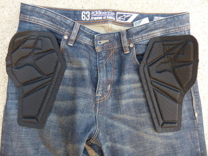 mo tested alpinestars crank denim riding jean, Removable not CE rated hip padding easily connects via Velcro