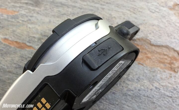 mo tested sena 20s evo motorcycle bluetooth communication system review, Little details count Having the power port open from the bottom makes it more difficult for water to enter the device