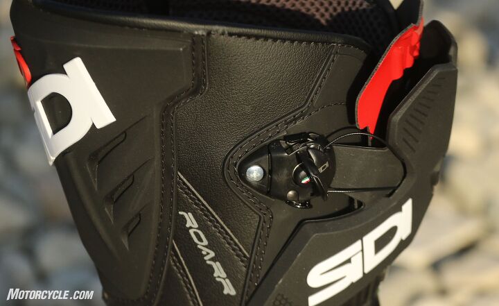 mo tested sidi roarr boots, Adjusting the calf circumference is as simple as unfolding the mechanism s lever then spinning it clockwise to reel in the internally routed stainless steel wire