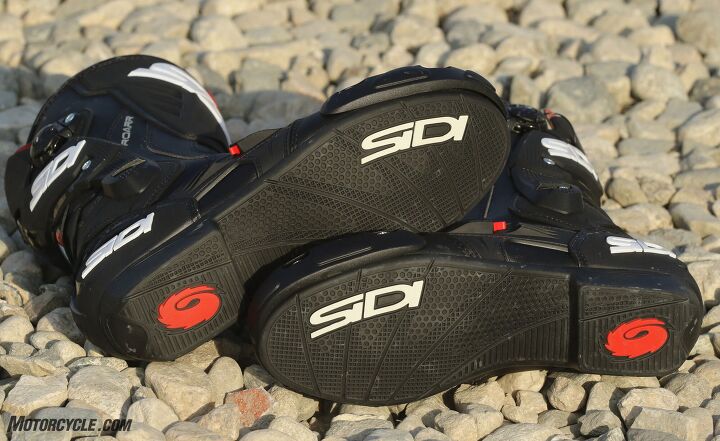 mo tested sidi roarr boots, The soles tread is not very deep but their soft compound provide good peg grip