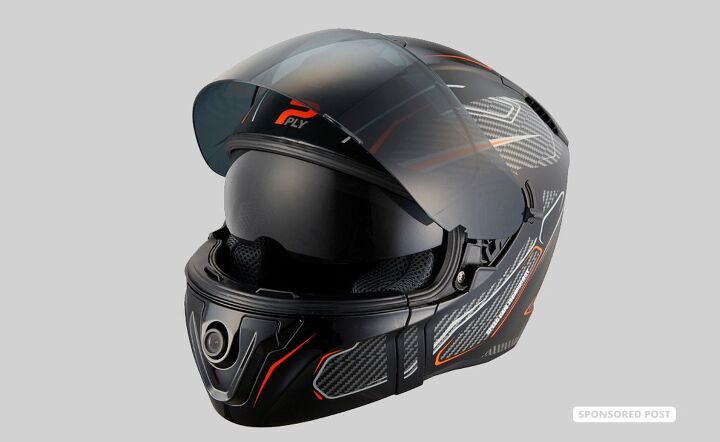 first look ply smart helmet, A drop down visor is essential for a touring helmet if you ask us The PLY s chinbar can be disassembled to access the electronics inside