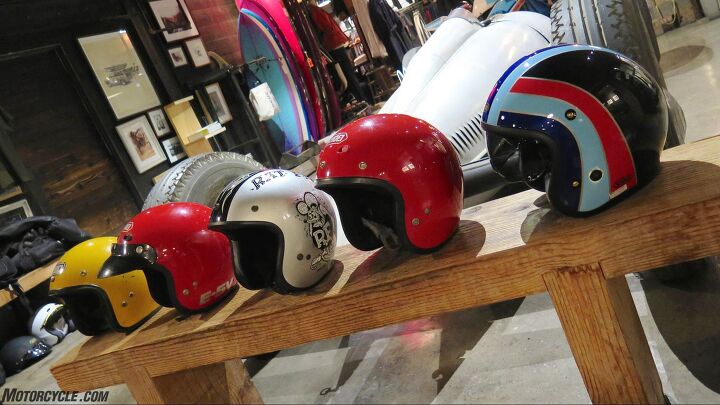 mo tested shoei jo helmet review, Shoei says the J O respects the past while being totally modern and brought along a sample of its vintage lids to make the point That s the J O at right