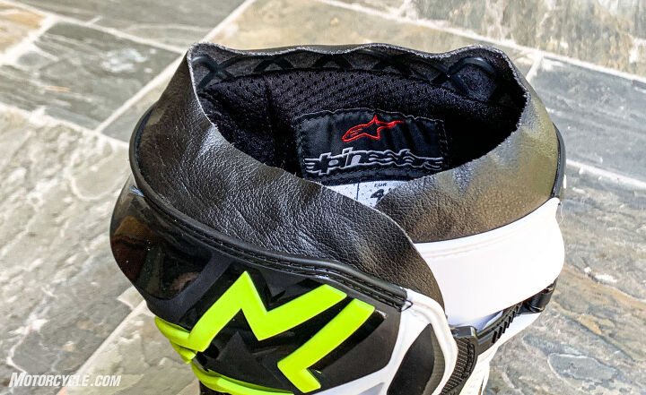 mo tested alpinestars supertech r boots review, The gaiter keeps out stray objects when you re in the heat of the action