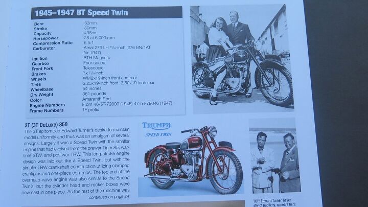 mo books the complete book of classic and modern triumph motorcycles 1937 today, Edward Turner with Rita Hayworth on a new Speed Twin in 1947 and Bill Johnson of Johnson Motorcycles First produced in 1937 the ST laid down the basic architecture Triumph would peddle in one form or another until the mid 80s