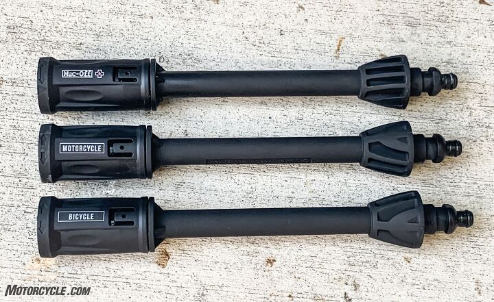 mo tested muc off pressure washer, These three tips plug into the wand on the pressure washer s gun handle Each tip delivers different pressures Rotating the top tip varies from full power to low power