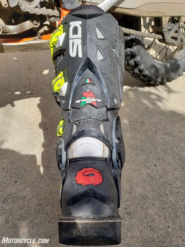 mo tested sidi crossfire 3 review, The heel cup is anatomically designed to prevent heel float and is backed with impact absorbing material That little sliver of technomicro is just about the right size to allow a footpeg to the Achilles tendon Ask me how I know
