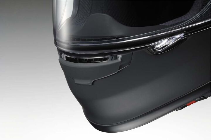 shoei rf 1200 preview, The three position chin vent directs the air up the inside of the visor for fog prevention