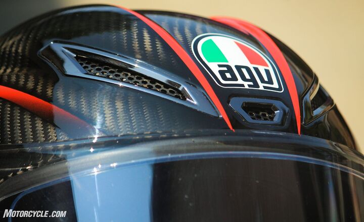 mo tested agv pista gp r review, Pictured without the three rubber inserts used to close the vents