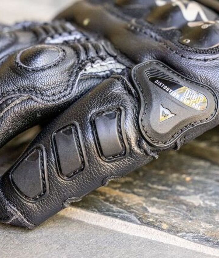 mo tested dainese steel pro in gloves review, The Distortion Control keeps the pinky from being pulled outward while the sliders keep the leather from catching on the pavement