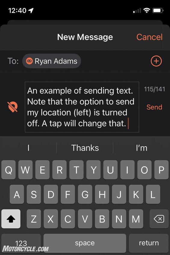 This screen should look familiar to any smartphone user. Sending a message is that easy. It just takes a little longer to transmit.