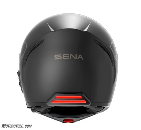 The rear of the helmet features a taillight that can be switched between blinking, solid, or off.
