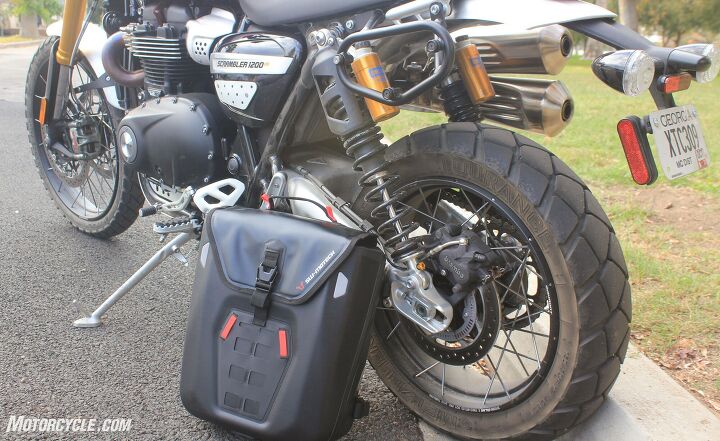 mo tested sw motech sysbag wp review, I appreciated how small the mounting rack was for the M Sysbag on the Scrambler 1200 It s barely even noticeable and you get a lil bonus oil reservoir protection for the shock