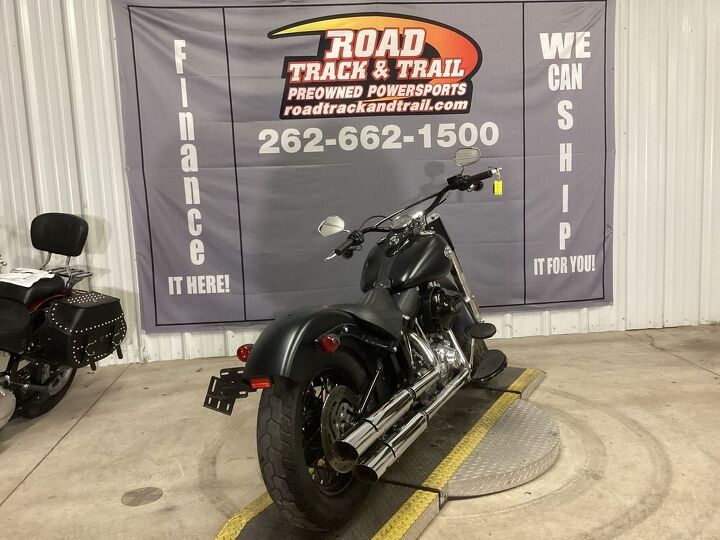 only 7726 miles 103 motor 6 speed trans stock and clean blacked out softail